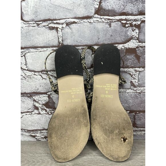 Collin Stuart Ivory Leather Snake Skin Print Strap Sandals Women’s Sz 9M US/40EU - Picture 10 of 16